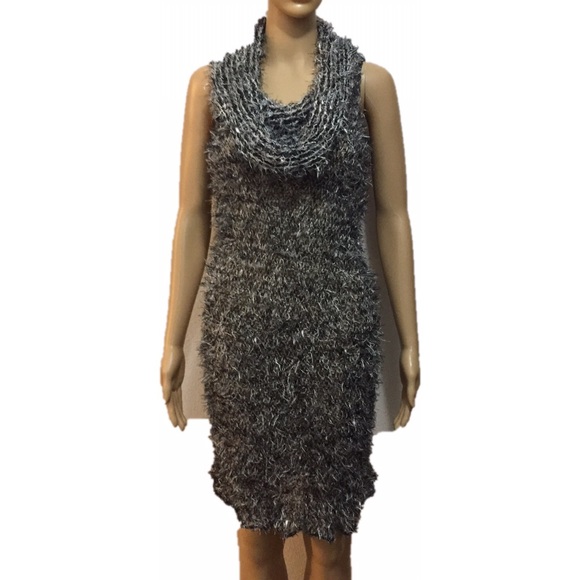 Fluffy Knit Scarf Convertible To Sleeveless Dress - Picture 7 of 8